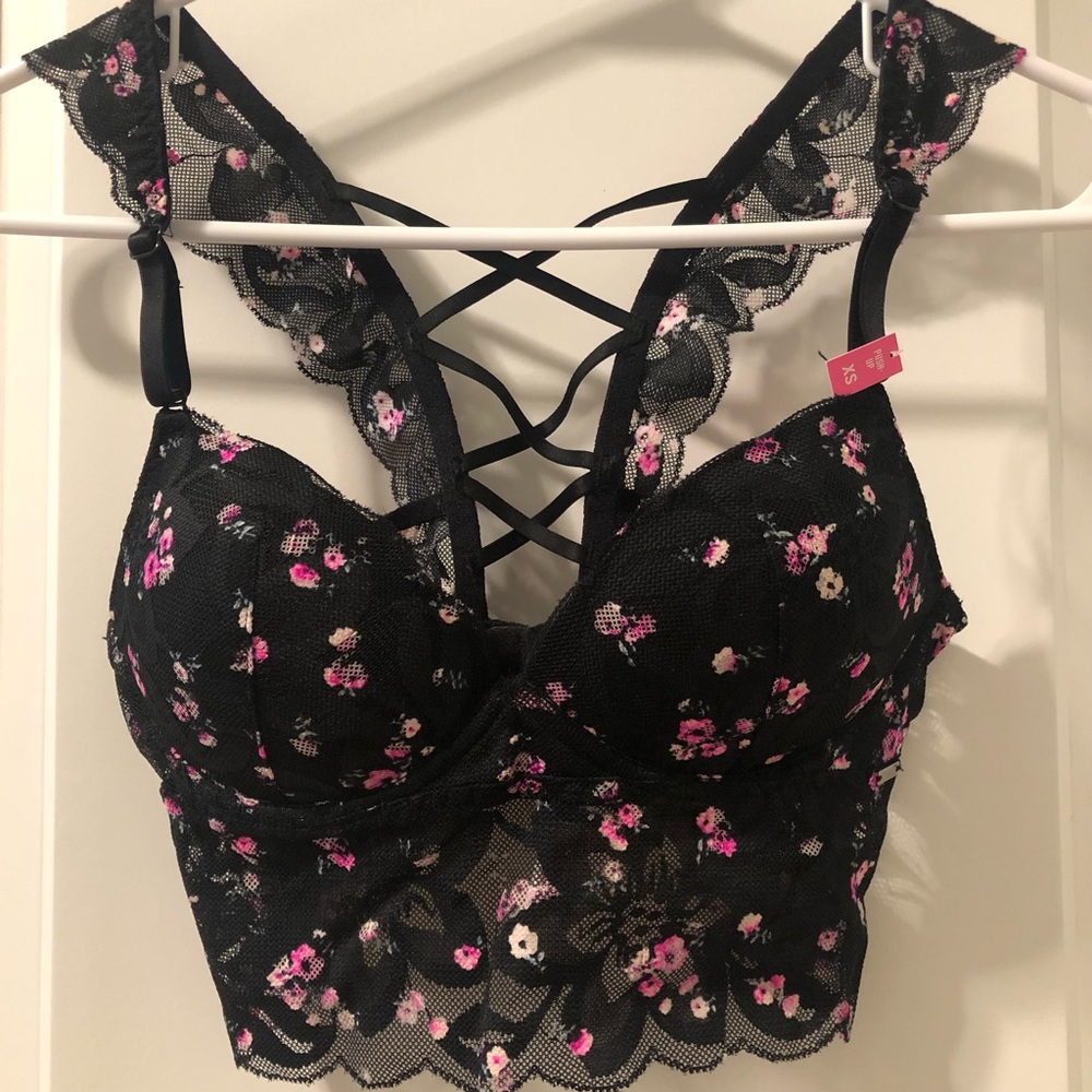 PINK XS push-up floral bralette